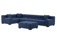 GFD Home - Modular Seating Sofa Couch L-Shaped Sectional sofa with Ottoman BLUE - GreatFurnitureDeal