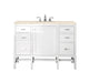 James Martin Furniture - Addison 48" Single Vanity Cabinet, Glossy White, w- 3 CM Eternal Marfil Top - E444-V48-GW-3EMR - GreatFurnitureDeal