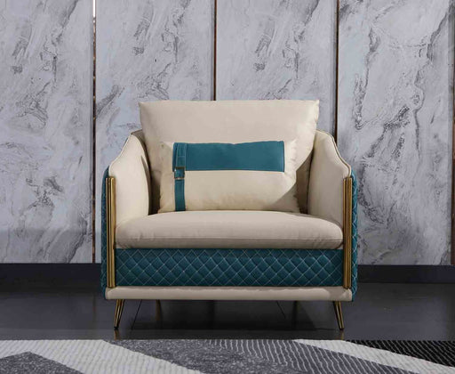 European Furniture - Icaro Chair in Off White-Blue - 64457-C - GreatFurnitureDeal