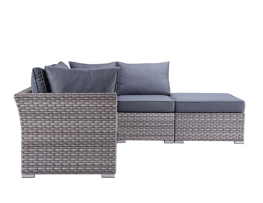 GFD Home - Laurance Patio Sectional & Cocktail Table w/Storage, Gray Fabric & Gray Finish OT01092 - GreatFurnitureDeal