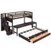 GFD Home - Stairway Twin XL Loft Bed with Twin Size Trundle and 3 Drawers, Storage, Desk, Espresso - GreatFurnitureDeal