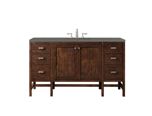 James Martin Furniture - Addison 60" Single Vanity Cabinet , Mid Century Acacia, w- 3 CM Grey Expo Quartz Top - E444-V60S-MCA-3GEX - GreatFurnitureDeal