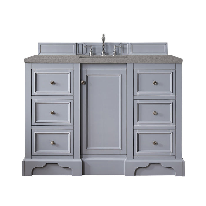 James Martin Furniture - De Soto 48" Single Vanity, Silver Gray, w- 3 CM Grey Expo Quartz Top - 825-V48-SL-3GEX - GreatFurnitureDeal