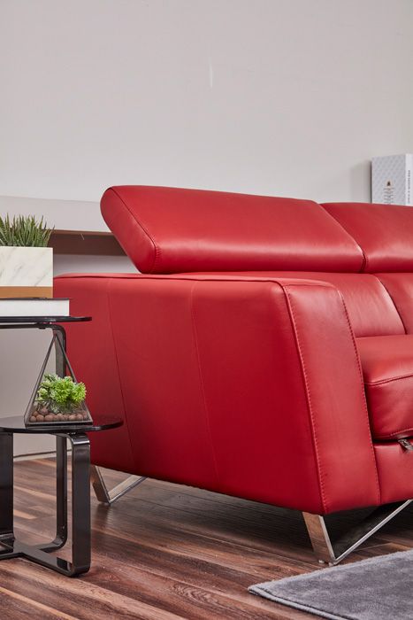 American Eagle Furniture - EK-L8010 Red Left Sitting Genuine Leather Sectional - EK-L8010L-RED - GreatFurnitureDeal