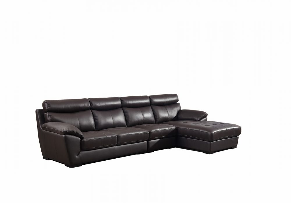 American Eagle Furniture - EK-L021 Dark Chocolate Italian Leather Sectional - Left Sitting - EK-L021L-DC - GreatFurnitureDeal
