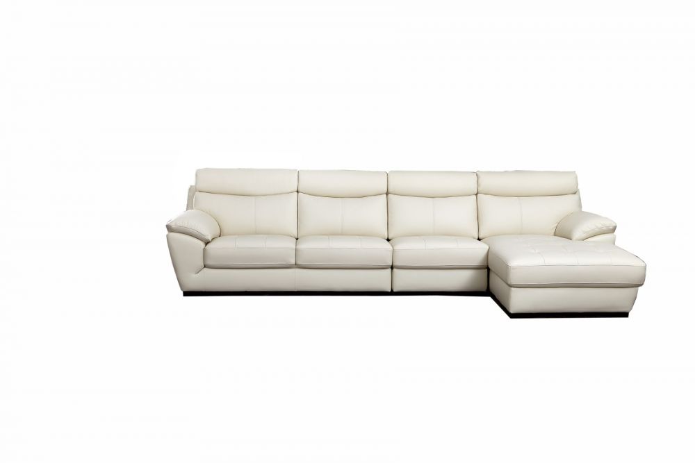 American Eagle Furniture - EK-L021 White Italian Leather Sectional - Left Sitting - EK-L021L-W - GreatFurnitureDeal