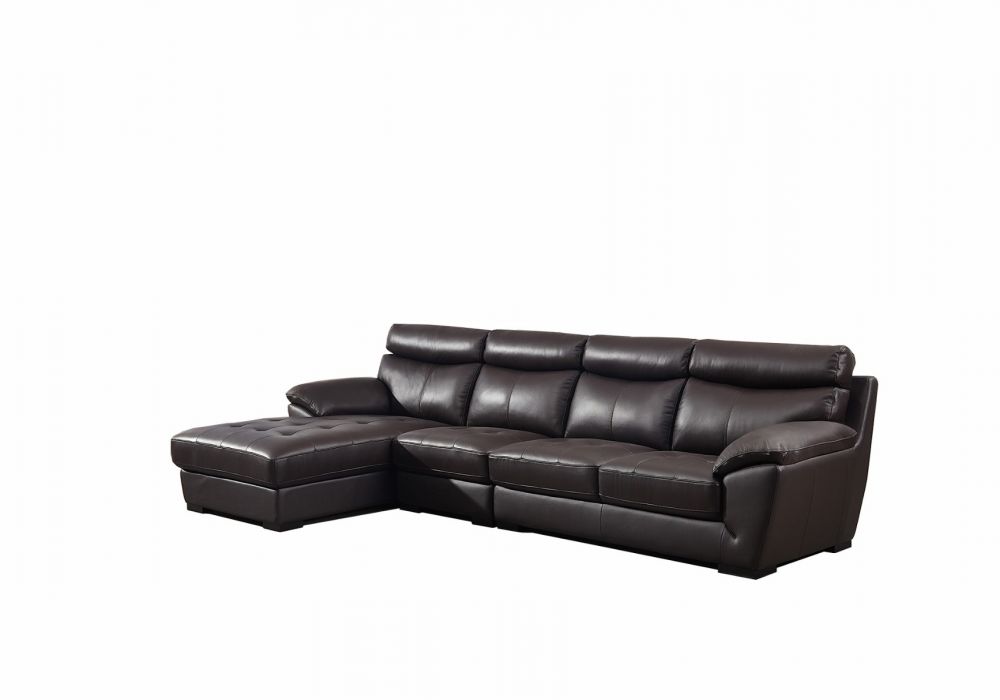 American Eagle Furniture - EK-L021 Dark Chocolate Italian Leather Sectional - Right Sitting - EK-L021R-DC - GreatFurnitureDeal