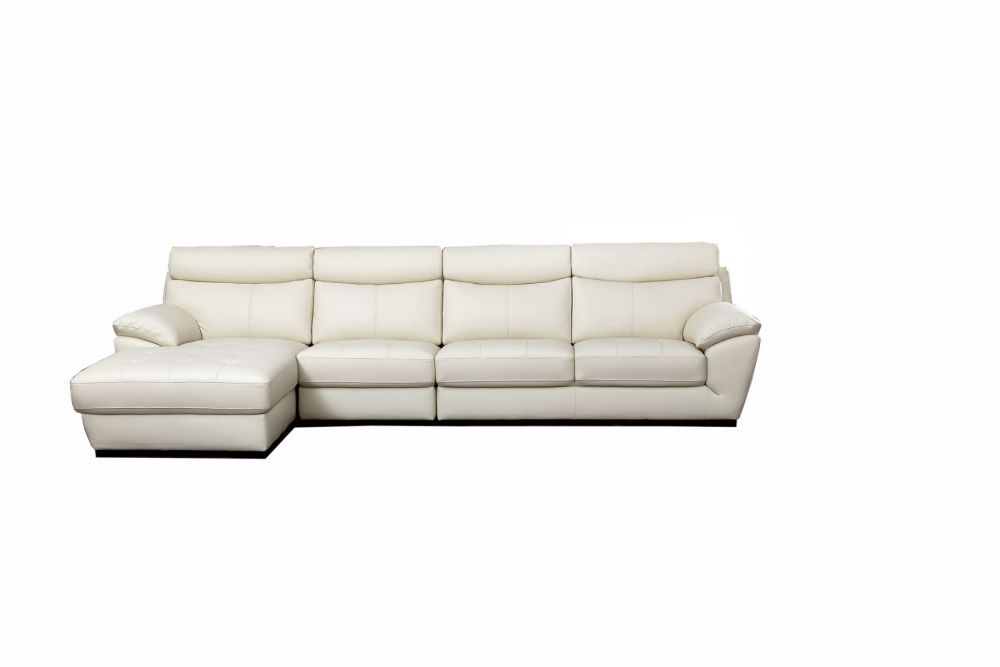 American Eagle Furniture - EK-L021 White Italian Leather Sectional - Right Sitting - EK-L021R-W - GreatFurnitureDeal