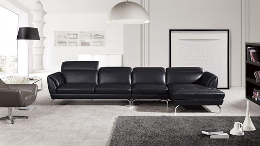 American Eagle Furniture - EK-L023 Black Italian Leather Sectional - Left Sitting - EK-L023L-BK - GreatFurnitureDeal