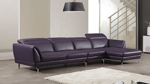 American Eagle Furniture - EK-L023 Purple Italian Leather Sectional - EK-L023L-PUR - GreatFurnitureDeal