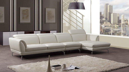 American Eagle Furniture - EK-L023 White Italian Leather Sectional - Left Sitting - EK-L023L-W - GreatFurnitureDeal