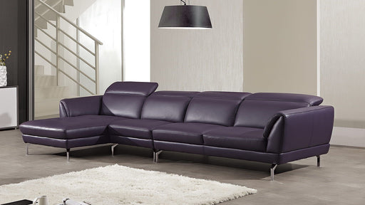 American Eagle Furniture - EK-L023 Purple Italian Leather Sectional - Right Sitting - EK-L023R-PUR - GreatFurnitureDeal