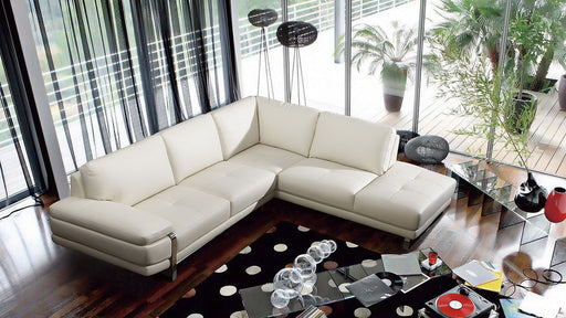 American Eagle Furniture - EK-L025 White Italian Leather Sectional - Left Sitting - EK-L025L-W - GreatFurnitureDeal