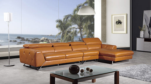 American Eagle Furniture - EK-L030 Orange Full Italian Leather Sectional - Left Sitting - EK-L030L-ORG - GreatFurnitureDeal