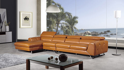 American Eagle Furniture - EK-L030 Orange Full Italian Leather Sectional - Right Sitting - EK-L030R-ORG - GreatFurnitureDeal
