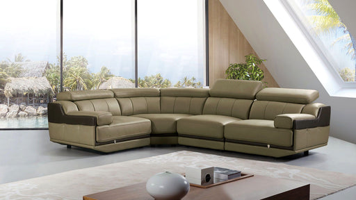 American Eagle Furniture - EK-L047 Olive Gray Italian Leather Sectional - EK-L047M-LG.TPE-S - GreatFurnitureDeal
