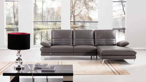 American Eagle Furniture - EK-L070 Gray Italian Leather Sectional - Left Sitting - EK-L070L-GR - GreatFurnitureDeal