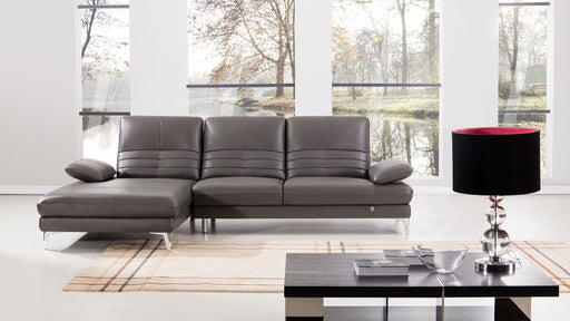 American Eagle Furniture - EK-L070 Gray Italian Leather Sectional - Right Sitting - EK-L070R-GR - GreatFurnitureDeal