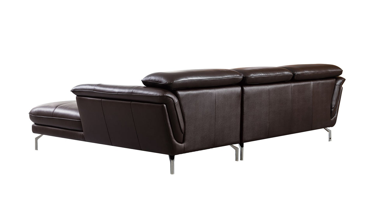 American Eagle Furniture - EK-L083 Dark Chocolate Italian Leather Sectional - Left Sitting - EK-L083L-DC