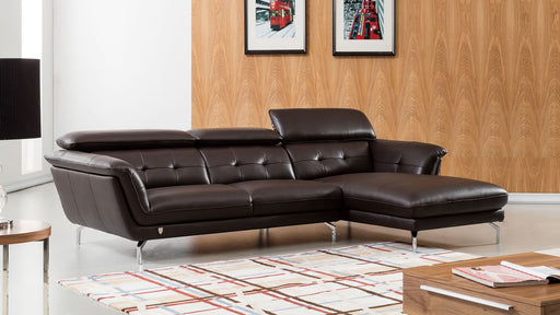 American Eagle Furniture - EK-L083 Dark Chocolate Italian Leather Sectional - Left Sitting - EK-L083L-DC - GreatFurnitureDeal