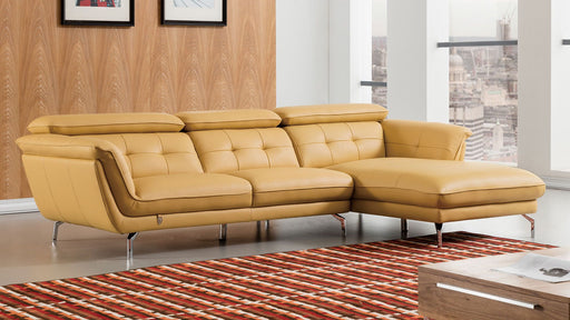 American Eagle Furniture - EK-L083 Yellow Italian Leather Sectional - Left Sitting - EK-L083L-YO - GreatFurnitureDeal