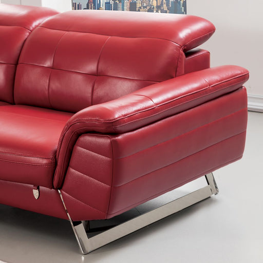 American Eagle Furniture - EK-L085 Red Italian Leather Sectional - Left Sitting - EK-L085L-RED - GreatFurnitureDeal