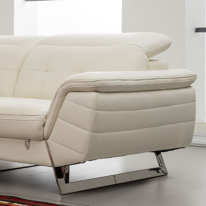 American Eagle Furniture - EK-L085 White Italian Leather Sectional - Left Sitting - EK-L085L-W