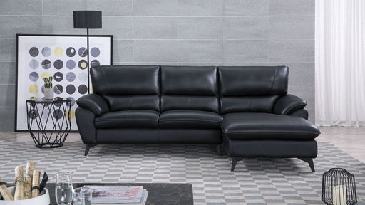 American Eagle Furniture - EK-L153 Black Genuine Leather Sectional - Left Sitting - EK-L153L-BK - GreatFurnitureDeal