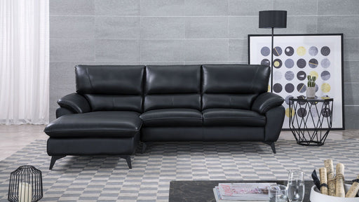 American Eagle Furniture - EK-L153 Black Genuine Leather Sectional - Right Sitting - EK-L153R-BK - GreatFurnitureDeal