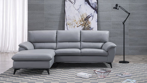 American Eagle Furniture - EK-L153 Gray Genuine Leather Sectional - Right Sitting - EK-L153R-GR - GreatFurnitureDeal