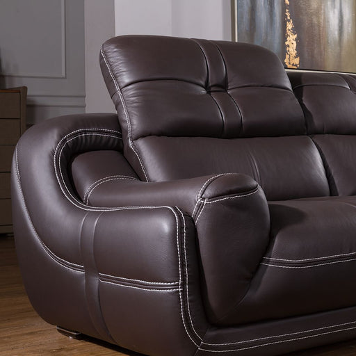 American Eagle Furniture - EK-L201 Dark Brown Genuine Leather Sectional - Left Sitting - EK-L201L-DB - GreatFurnitureDeal