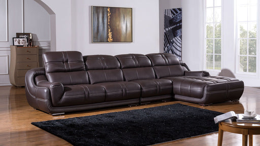 American Eagle Furniture - EK-L201 Dark Brown Genuine Leather Sectional - Left Sitting - EK-L201L-DB - GreatFurnitureDeal