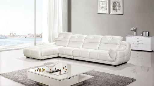 American Eagle Furniture - EK-L201 White Genuine Leather Sectional - Right Sitting - EK-L201R-W - GreatFurnitureDeal