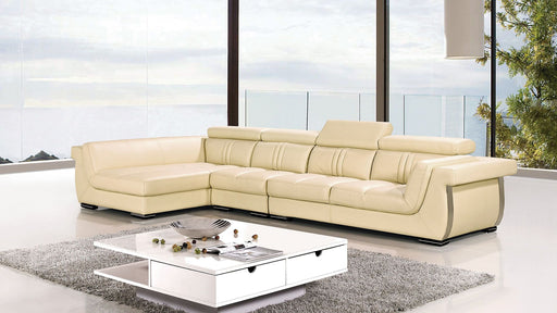 American Eagle Furniture - EK-L202 Cream Genuine Leather Sectional - Right Sitting - EK-L202R-CRM - GreatFurnitureDeal