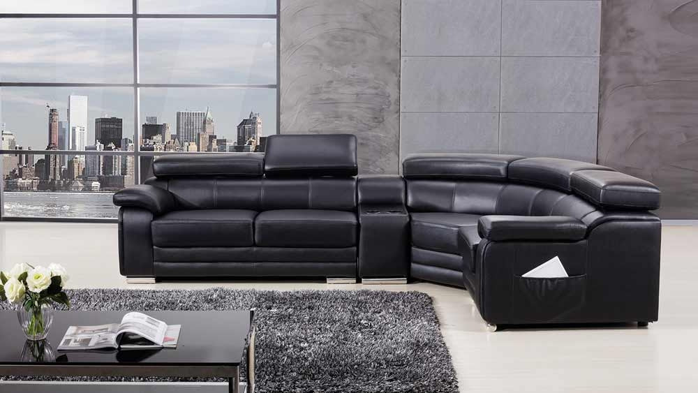 American Eagle Furniture - EK-L516 4-Piece Sectional Sofa in Black - EK-L516L-BK