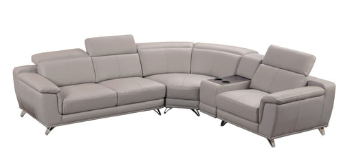 American Eagle Furniture - EK-L535L-LG Light Gray Genuine Leather Sectional - Right Side Facing - EK-L535L-LG - GreatFurnitureDeal