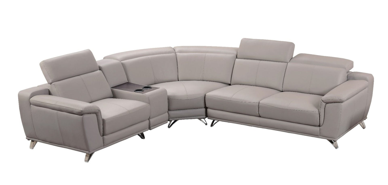 American Eagle Furniture - EK-L535R-LG Light Gray Genuine Leather Sectional - Left Side Facing - EK-L535R-LG - GreatFurnitureDeal