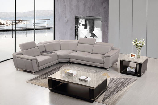 American Eagle Furniture - EK-L535R-LG Light Gray Genuine Leather Sectional - Left Side Facing - EK-L535R-LG - GreatFurnitureDeal