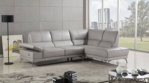 American Eagle Furniture - EK-L692 Light Gray Italian Leather Sectional - Left Sitting - EK-L692L-LG - GreatFurnitureDeal