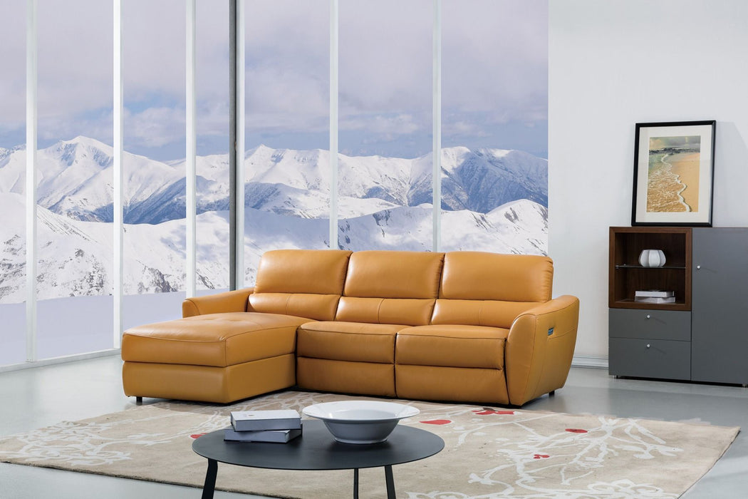 American Eagle Furniture - EK-L8001 Yellow Top-grain Italian Leather Sectional Sofa Set - Right Sitting Chaise - EK-L8001R-YO - GreatFurnitureDeal