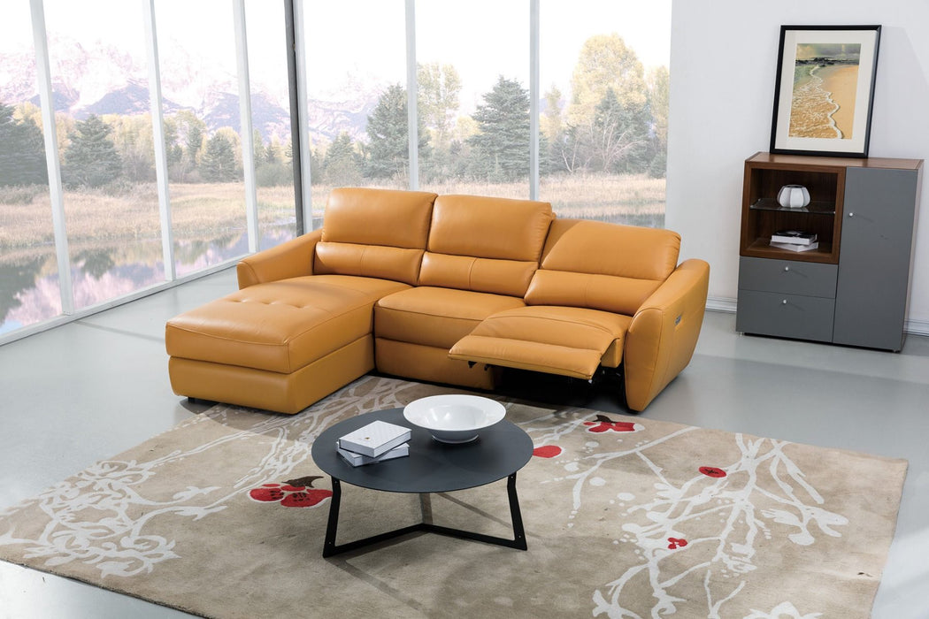 American Eagle Furniture - EK-L8001 Yellow Top-grain Italian Leather Sectional Sofa Set - Right Sitting Chaise - EK-L8001R-YO - GreatFurnitureDeal