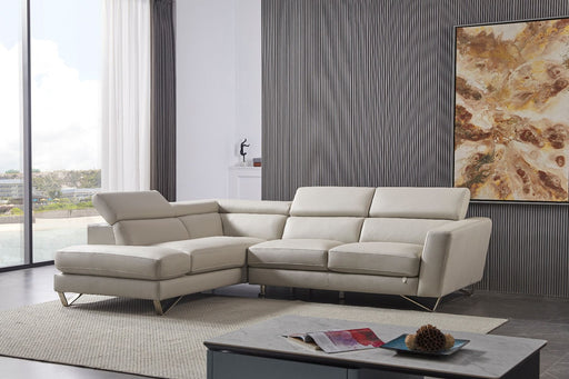 American Eagle Furniture - EK-L8010 Light Gray Right Sitting Genuine Leather Sectional - EK-L8010R-LG - GreatFurnitureDeal