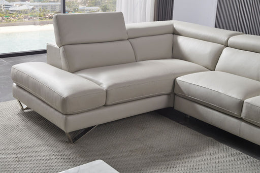 American Eagle Furniture - EK-L8010 Light Gray Right Sitting Genuine Leather Sectional - EK-L8010R-LG - GreatFurnitureDeal