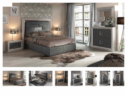 ESF Furniture - Enzo 4 Piece King Bedroom Set with Storage Kit in Grey - ENZOSTORAGEKITKS-4SET - GreatFurnitureDeal
