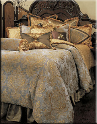 AICO Furniture - Elizabeth Queen Comforter Set (12 pc) - BCS-QS12-ELZBTH-AQA - GreatFurnitureDeal