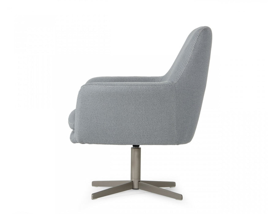 VIG Furniture - Divani Casa Elvin - Modern Grey Fabric Swivel Lounge Chair - VGKKA-832-GRY-3