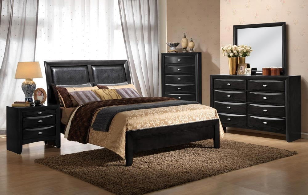 Myco Furniture - Emily 3 Piece Twin Bedroom Set in Black - EM1500-T-3SET