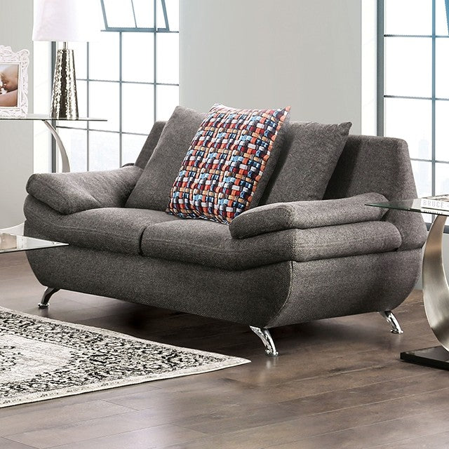 Furniture of America - Sarnen 2 Piece Sofa Set in Dark Gray - EM6721DG-SF-LV - GreatFurnitureDeal