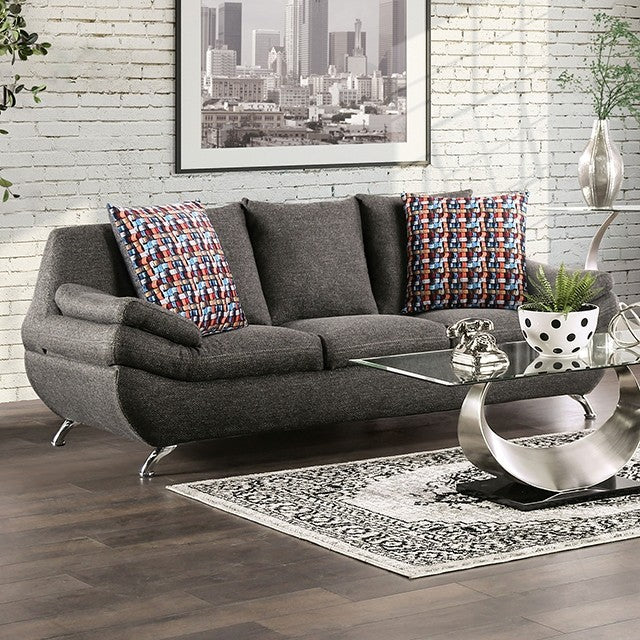 Furniture of America - Sarnen 2 Piece Sofa Set in Dark Gray - EM6721DG-SF-LV