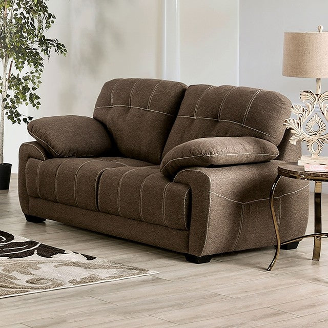 Furniture of America - Canby 2 Piece Sofa Set in Brown - EM6722BR-SF-LV